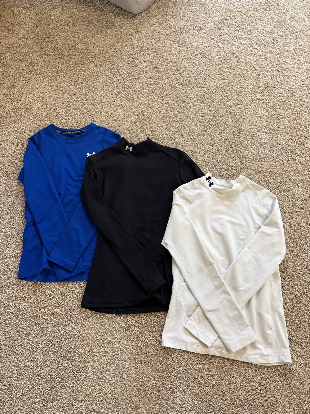 3 Under Armour Kids Long-Sleeve COLD GEAR❤️🔥- Blue, Black, White